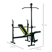 HOMCOM Banco de pesos reclinável multifuncional para treinamento e musculação 175x110x202 cm Preto(m-3)