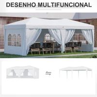 Outsunny Tenda para Festas com Paredes Laterais Amovíveis 2 Portas com Zíper 4 Janelas e Bolsa de Transporte 591x297x255 cm Branco(m-4)