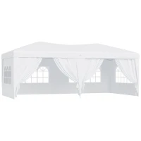 Outsunny Tenda para Festas com Paredes Laterais Amovíveis 2 Portas com Zíper 4 Janelas e Bolsa de Transporte 591x297x255 cm Branco(m-1)