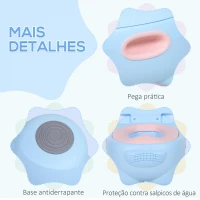 HOMCOM Bacio para Bebé em Forma de Hipopótamo 2 em 1 com Cubo Amovível e Escova de Limpeza 40x30x23 cm Azul(m-4)