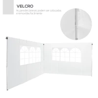 Outsunny 2 Paredes Laterais para Tenda Parede Lateral de Tecido Oxford com 2 Janelas  3x2 m Branco(m-5)