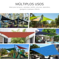 Outsunny Vela de Sombra Retangular 4x6 m Toldo Vela de Poliéster com Proteção UV Aneis em Forma de D e Cordas para Jardim Pátio Piscina Creme(m-7)