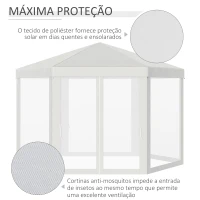 Outsunny Tenda Hexagonal Tenda de Jardim com Rede Mosquiteira Portas com Zíper e Orifícios de Drenagem 197x250 cm Creme(m-4)