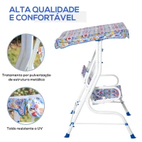 Outsunny Baloiço de Jardim Infantil de 2 Lugares com Toldo Ajustável em Ângulo e Cintos de Segurança ao Ar Livre 110x70x110 cm Azul(m-5)