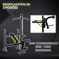 HOMCOM Banco de pesos reclinável multifuncional para treinamento e musculação 175x110x202 cm Preto(m-5)