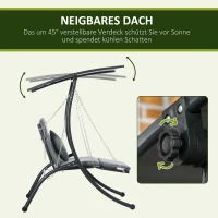 Outsunny schommelbank, tuinschommel met kussen, verstelbare zonnekap(m-5)