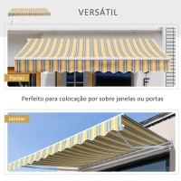 Outsunny Toldo Manual 3,5x2,5 m de Alumínio Toldo de Varanda Pátio com e Proteção Solar UV para Jardim Exterior Amarelo e Cinza(m-7)