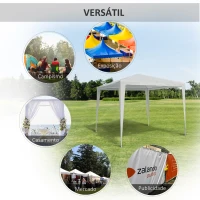 Outsunny Tenda de Jardim Tenda de Exterior com Tubos de Aço e Cobertura de PE para Eventos Campismo Festas 300x300x245 cm Branco(m-5)