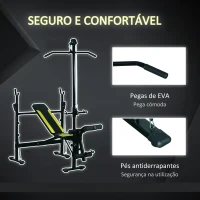 HOMCOM Banco de pesos reclinável multifuncional para treinamento e musculação 175x110x202 cm Preto(m-4)