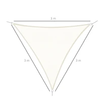 Outsunny Vela de Sombra Triangular 3x3x3 m Toldo Vela de Poliéster com Proteção UV Aneis em Forma de D e Cordas para Jardim Pátio Piscina Creme(m-3)