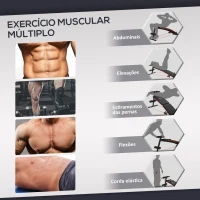 HOMCOM Banco de Abdominais Dobrável Ajustável em Altura com Cordas Elásticas 137x51x50-66 cm Preto e Vermelho(m-4)