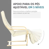 HOMCOM Poltrona Relax com Apoio para os Pés Ajustável Estofada em Tecido com Estrutura de Madeira 66,5x94x100 cm Creme(m-4)