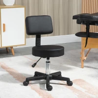 HOMCOM Swivel Salon Chair w/ Padded Seat Back 5 Wheels Adjustable Height Salon Hairdressers Tattoo Spa Rolling Black(m-10)