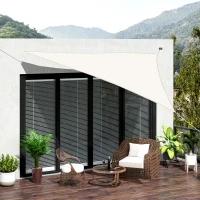 Outsunny Vela de Sombra Triangular 6x6x6 m Toldo Vela de Poliéster com Proteção UV Aneis em Forma de D e Cordas para Jardim Pátio Piscina Creme(m-2)