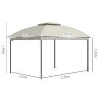 Outsunny Pérgola Exterior 3x3.65x2.82m  de Jardim Marco de Ferro com Parede Lateral e Mosquiteira Cor Creme(m-3)