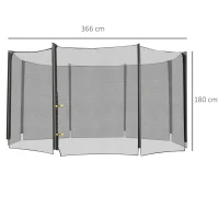 HOMCOM Rede de Segurança para Trampolim Rede de Substituição para Trampolins Ø366x180 cm Preto(m-3)