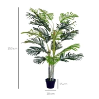 Outsunny Palmeira Artificial 150cm com Aspecto Realista Planta Artificial Decorativa com Vaso Casa Varanda Jardim Verde(m-3)