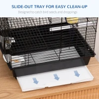 PawHut Metal Bird Cage for Finch, Canary w/ Food Containers, Swing Ring, Tray Handle, 39 x 33 x 47cm(m-5)