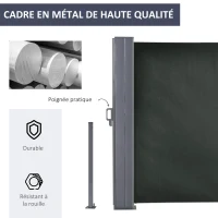 Outsunny Double Store latéral Brise-Vue paravent rétractable dim. 6L x 1,80H m Polyester Anti-UV Gris(m-5)