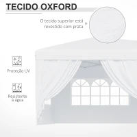 Outsunny Tenda para Festas com Paredes Laterais Amovíveis 2 Portas com Zíper 4 Janelas e Bolsa de Transporte 591x297x255 cm Branco(m-6)