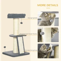 PawHut Cat Tree Tower with Scratching Posts, Pad, Bed, Toy Ball-Dark Grey(m-5)