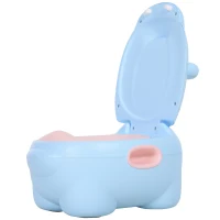 HOMCOM Bacio para Bebé em Forma de Hipopótamo 2 em 1 com Cubo Amovível e Escova de Limpeza 40x30x23 cm Azul(m-9)