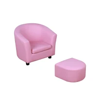 HOMCOM Kindersessel mit Fußhocker, Minisessel, Kinderzimmer Sofa, Kindersofa, Kindermöbel, für 3-6 Jahre alt, Mädchen, rosa, 51 x 39 x 41,5 cm(m-1)