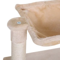 PawHut Árvore Arranhador para Gatos Torre para Gatos 50x36x70 cm com Rede Plataforma Poste de Sisal e Bola Suspensa Bege(m-9)