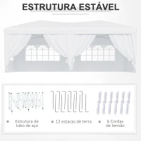 Outsunny Tenda para Festas com Paredes Laterais Amovíveis 2 Portas com Zíper 4 Janelas e Bolsa de Transporte 591x297x255 cm Branco(m-7)