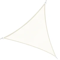 Outsunny Vela de Sombra Triangular 6x6x6 m Toldo Vela de Poliéster com Proteção UV Aneis em Forma de D e Cordas para Jardim Pátio Piscina Creme(m-1)