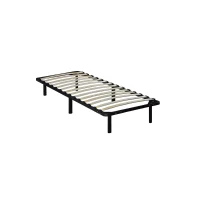 HOMCOM Sommier à lattes 90 x 190 - cadre en métal noir - 14 lattes apparentes - 1 personne - 6 pieds inclus(m-1)