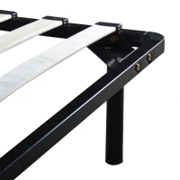 HOMCOM Sommier à lattes 90 x 190 - cadre en métal noir - 14 lattes apparentes - 1 personne - 6 pieds inclus(m-3)