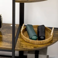 HOMCOM kapstok, 4-in-1 design, kledingrek met zitting, kapstok met schoenenrek, 5-laags zijplanken en 4 haken, kapstok, metaal, rustiek bruin, 104 x 40 x 183 cm(m-9)