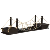 PawHut klimmuur katten, muurkrabpaal met hangbrug, kattenrek, bruin(m-1)