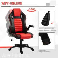 Vinsetto Gaming Stuhl mit Wippenfunktion Racing Stuhl ergonomisch Bürostuhl Armlehnen höhenverstellbar Kunstleder Rot+Schwarz 66,5 x 66 x 113–122 cm(m-5)