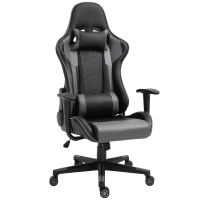 Vinsetto Ergonomiczne krzesło biurowe, fotel gamingowy, sztuczna skóra, pianka, MDF, czarne