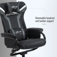 Vinsetto Gamer Recliner Chair, with Footrest, Removable Headrest and Lumbar Support, Tilt Function, Black and Grey(m-6)