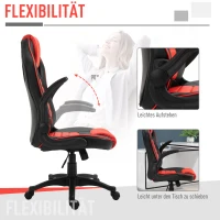 Vinsetto Gaming Stuhl mit Wippenfunktion Racing Stuhl ergonomisch Bürostuhl Armlehnen höhenverstellbar Kunstleder Rot+Schwarz 66,5 x 66 x 113–122 cm(m-4)