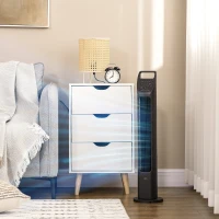 HOMCOM 31" Oscillating Tower Fan with Remote Control, 4H Timer, 3 Speed 3 Modes, Quiet Electric Floor Standing Fan for Home Bedroom Office, Black(m-10)