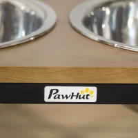 PawHut Elevated Dog Bowls with Stand, Raised Dog Feeder for Large Medium Dogs, Oak(m-9)