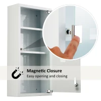 HOMCOM 3- Tier Wall Mount Medicine Cabinet Magnetic Door Lockable Frosted Glass Door - 27L x 12W x 57H (cm)(m-5)