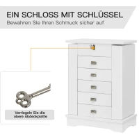 Szkatułka na biżuterię z lusterkiem kasetka na biżuterię biała pudełko na biżuterię z uchwytem kolor biały(m-5)