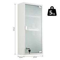 HOMCOM 3- Tier Wall Mount Medicine Cabinet Magnetic Door Lockable Frosted Glass Door - 27L x 12W x 57H (cm)(m-3)