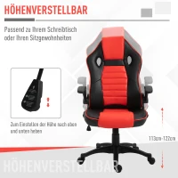 Vinsetto Gaming Stuhl mit Wippenfunktion Racing Stuhl ergonomisch Bürostuhl Armlehnen höhenverstellbar Kunstleder Rot+Schwarz 66,5 x 66 x 113–122 cm(m-7)