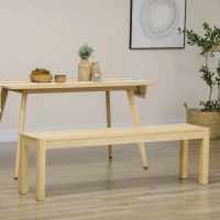 HOMCOM Massief houten bank, 3-zits, bank, keukenbank, grenenhout, naturel(m-7)