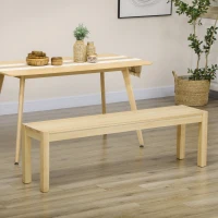 HOMCOM Massief houten bank, 3-zits, bank, keukenbank, grenenhout, naturel(m-2)