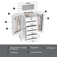 Szkatułka na biżuterię z lusterkiem kasetka na biżuterię biała pudełko na biżuterię z uchwytem kolor biały(m-4)