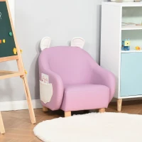 HOMCOM Cute Animal Kids Sofa Chair with Storage bags PU Leather Upholstered Single Sofa Couch for Kids Toddlers for Children's Room Bedroom Living room, Pink(m-10)