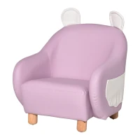 HOMCOM Cute Animal Kids Sofa Chair with Storage bags PU Leather Upholstered Single Sofa Couch for Kids Toddlers for Children's Room Bedroom Living room, Pink(m-1)