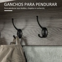 HOMCOM Móvel Cabide de Entrada Prateleira Flutuante com 4 Ganchos e 3 Compartimentos 80x24x35,5cm Cinza Escuro(m-5)